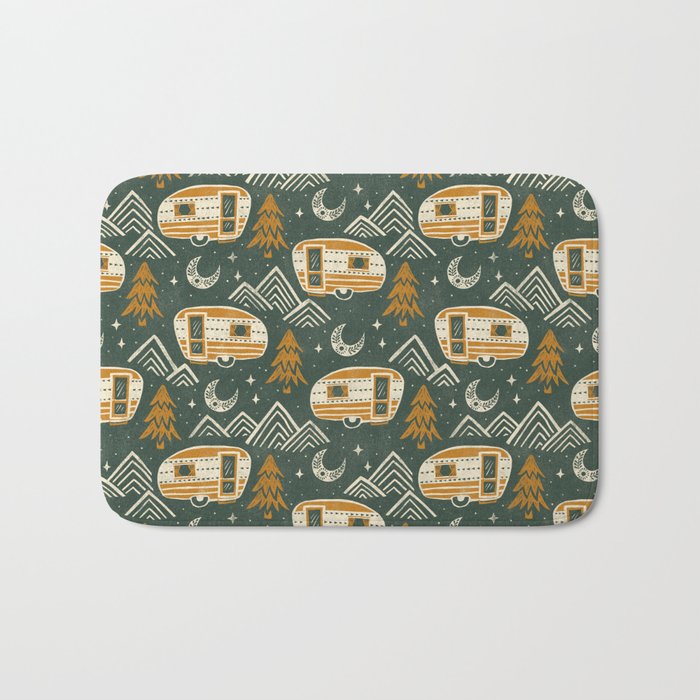 Little Camper - forest green and gold Bath Mat Gallery Image 1