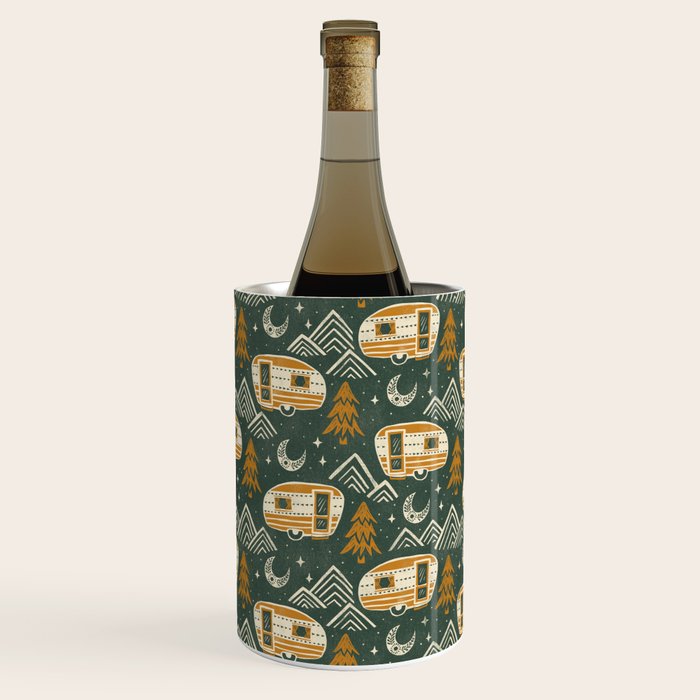 Little Camper - forest green and gold Wine Chiller Gallery Image 1