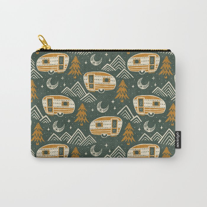 Little Camper - forest green and gold Carry All Pouch Gallery Image 1