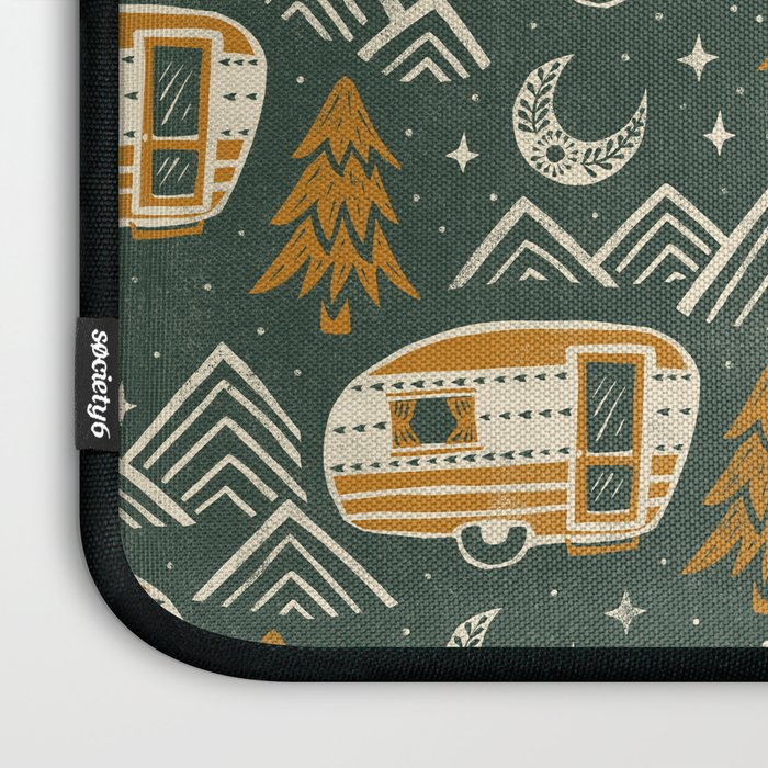 Little Camper - forest green and gold Laptop Sleeve Gallery Image 3