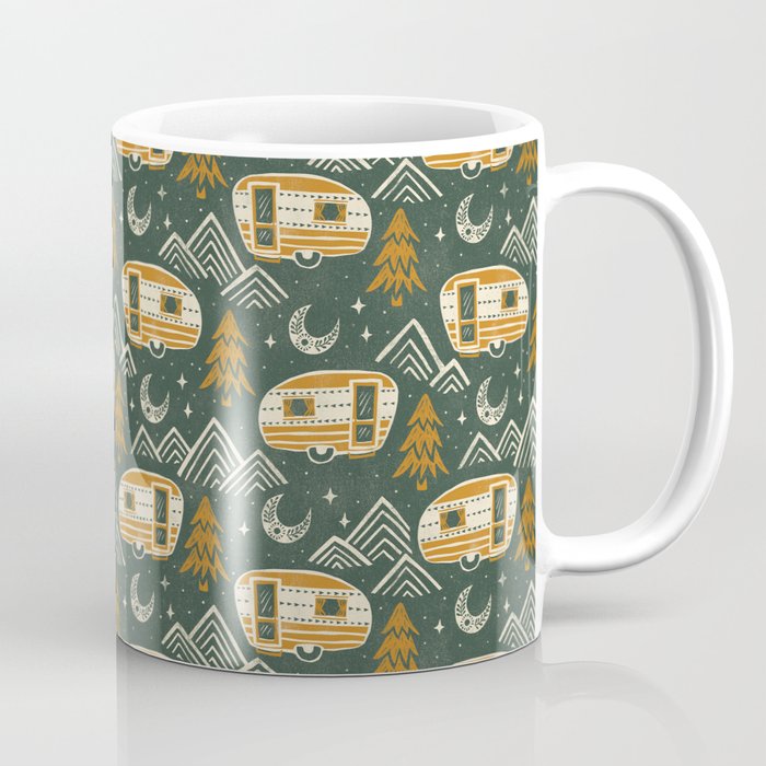 Little Camper - forest green and gold Coffee Mug Gallery Image 1
