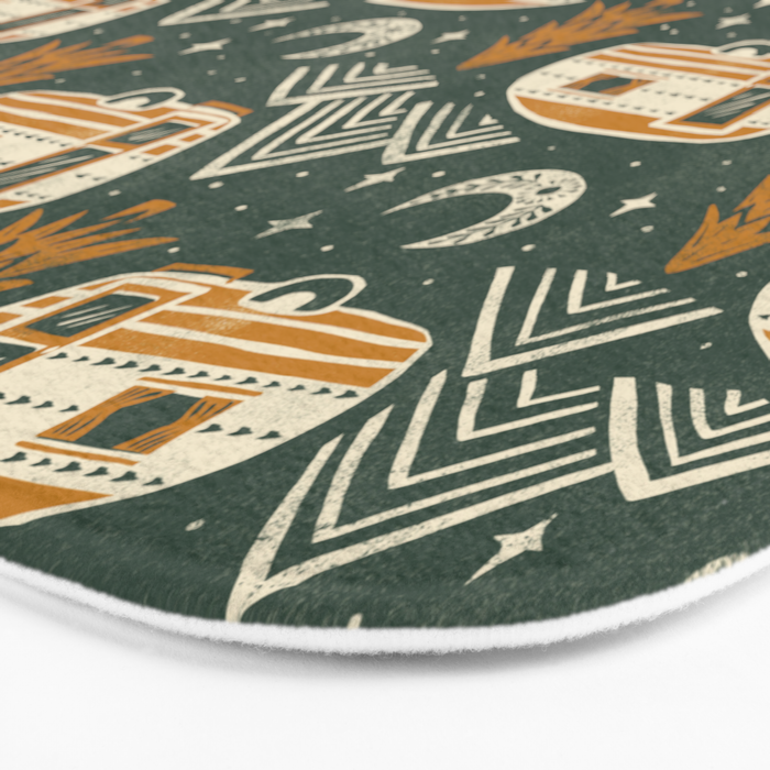Little Camper - forest green and gold Bath Mat Gallery Image 3