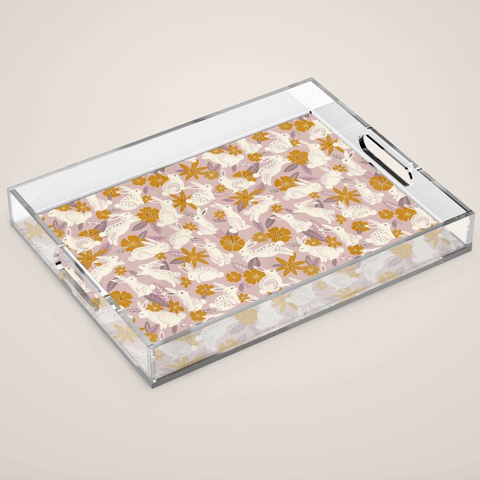 Bunnies & Blooms - Mauve & Ochre Palette Acrylic Tray Gallery Image 1