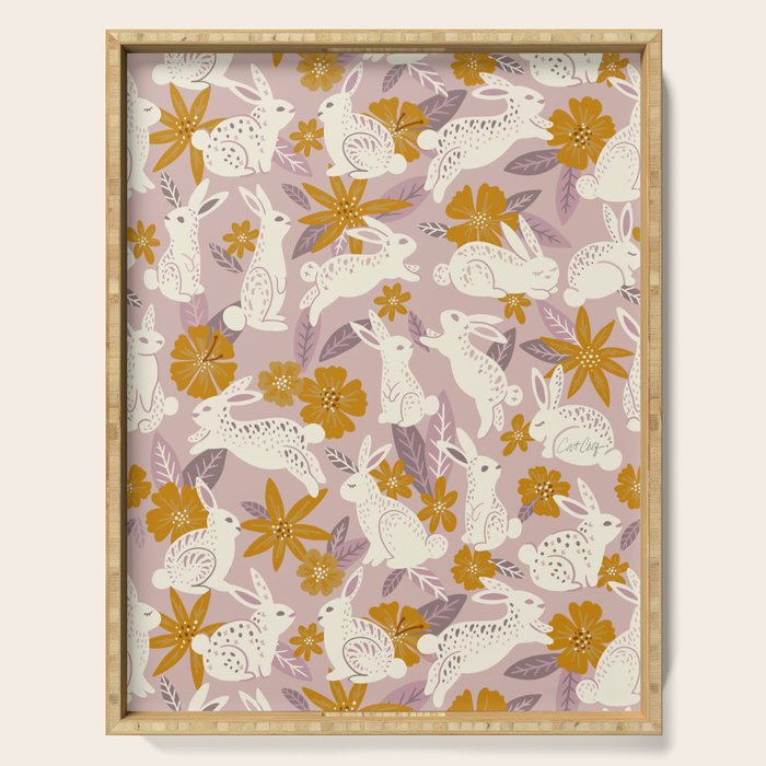 Bunnies & Blooms - Mauve & Ochre Palette Serving Tray Gallery Image 1
