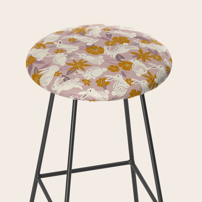Bunnies & Blooms - Mauve & Ochre Palette Stool Gallery Image 2