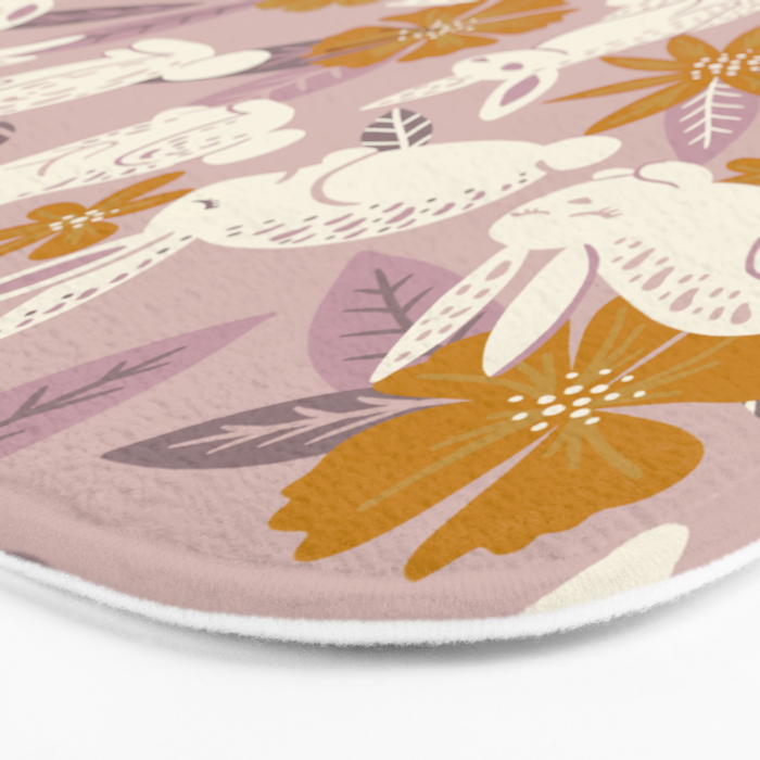 Bunnies & Blooms - Mauve & Ochre Palette Bath Mat Gallery Image 3