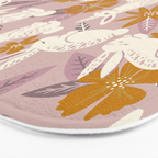 Bunnies & Blooms - Mauve & Ochre Palette Bath Mat Gallery Image 3