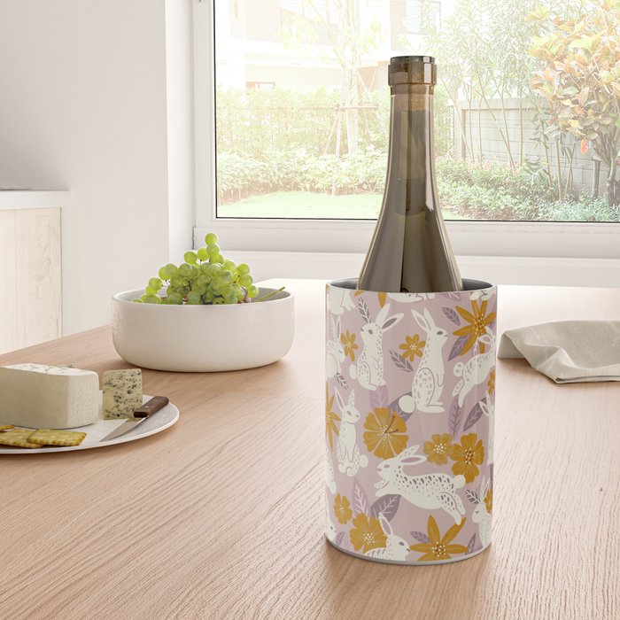 Bunnies & Blooms - Mauve & Ochre Palette Wine Chiller Gallery Image 4