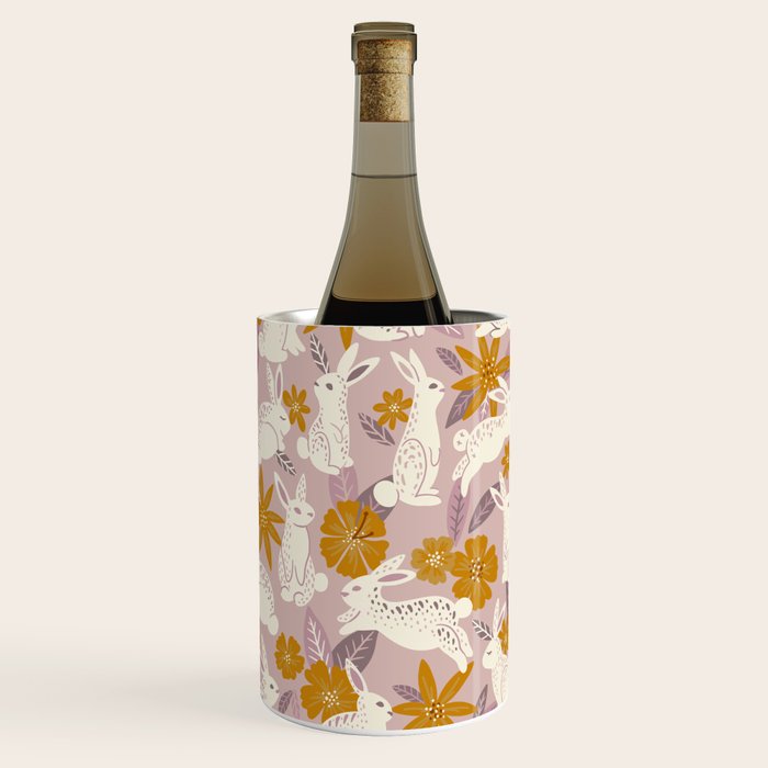 Bunnies & Blooms - Mauve & Ochre Palette Wine Chiller Gallery Image 1