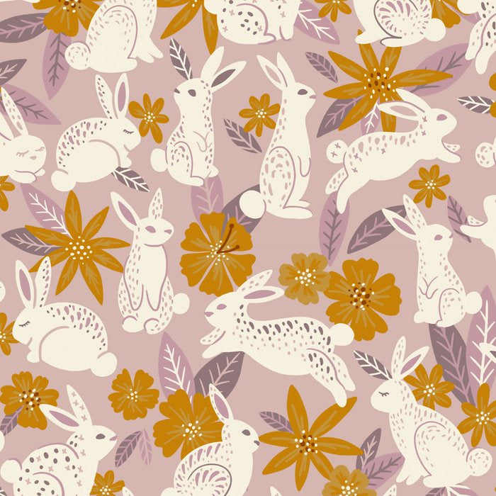 Bunnies & Blooms - Mauve & Ochre Palette Coffee Mug Gallery Image 2