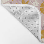 Bunnies & Blooms - Mauve & Ochre Palette Bath Mat Gallery Image 2