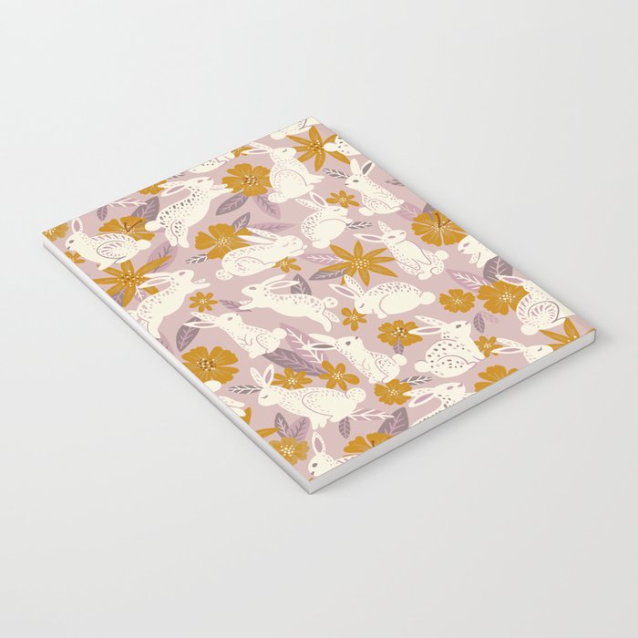 Bunnies & Blooms - Mauve & Ochre Palette Notebook Gallery Image 3