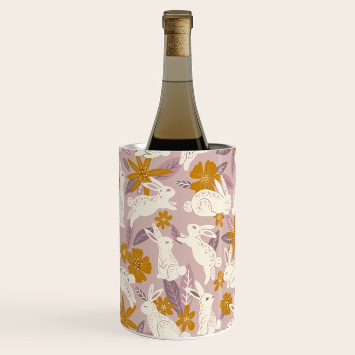 Bunnies & Blooms - Mauve & Ochre Palette Wine Chiller Gallery Image 3