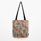 Large-Scale Dahlias, Frogs, Snakes, Praying Mantis in Red and Blue Tote Bag Gallery Image 2