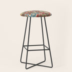 Large-Scale Dahlias, Frogs, Snakes, Praying Mantis in Red and Blue Stool Gallery Image 1