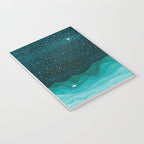 Starry Ocean, teal sailboat watercolor sea waves night Notebook Gallery Image 3