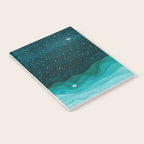 Starry Ocean, teal sailboat watercolor sea waves night Notebook Gallery Image 2