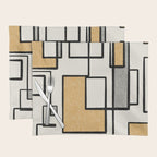 Piet Composition - Mid-Century Modern Minimalist Geometric Abstract in Muted Mustard Gold Gray Cream Placemat Gallery Image 1