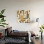 Piet Composition - Mid-Century Modern Minimalist Geometric Abstract in Muted Mustard Gold Gray Cream Wood Wall Art Gallery Image 2