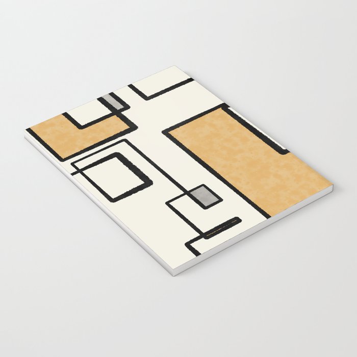 Piet Composition - Mid-Century Modern Minimalist Geometric Abstract in Muted Mustard Gold Gray Cream Notebook Gallery Image 3