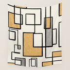 Piet Composition - Mid-Century Modern Minimalist Geometric Abstract in Muted Mustard Gold Gray Cream Wall Tapestry Gallery Image 4