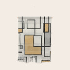 Piet Composition - Mid-Century Modern Minimalist Geometric Abstract in Muted Mustard Gold Gray Cream Wall Hanging Gallery Image 1
