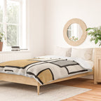 Piet Composition - Mid-Century Modern Minimalist Geometric Abstract in Muted Mustard Gold Gray Cream Duvet Cover Gallery Image 2