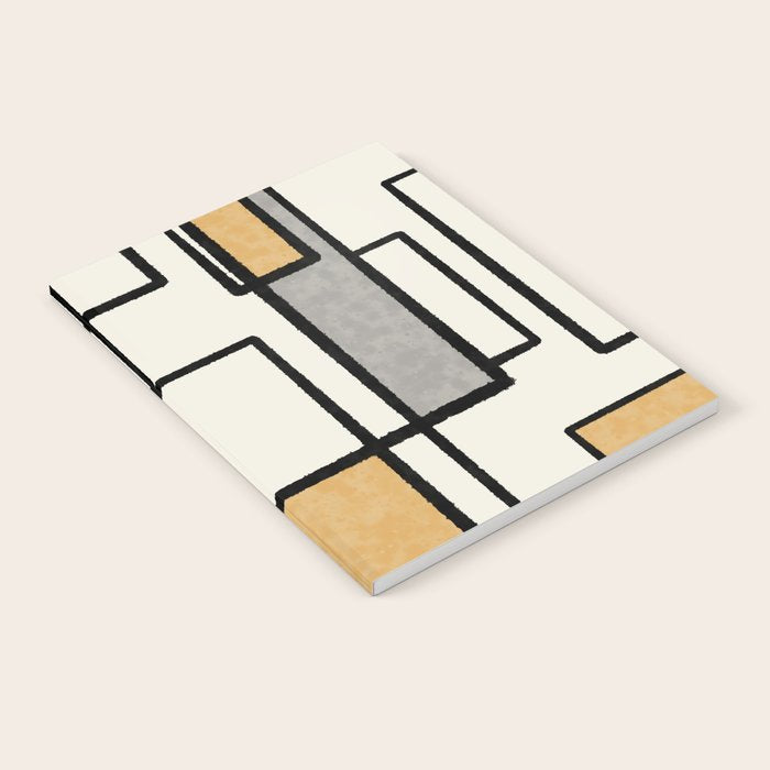 Piet Composition - Mid-Century Modern Minimalist Geometric Abstract in Muted Mustard Gold Gray Cream Notebook Gallery Image 1