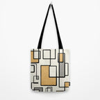Piet Composition - Mid-Century Modern Minimalist Geometric Abstract in Muted Mustard Gold Gray Cream Tote Bag Gallery Image 2