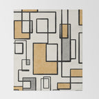 Piet Composition - Mid-Century Modern Minimalist Geometric Abstract in Muted Mustard Gold Gray Cream Throw Blanket Gallery Image 2