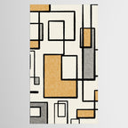 Piet Composition - Mid-Century Modern Minimalist Geometric Abstract in Muted Mustard Gold Gray Cream Tablecloth Gallery Image 2