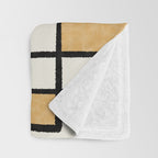 Piet Composition - Mid-Century Modern Minimalist Geometric Abstract in Muted Mustard Gold Gray Cream Throw Blanket Gallery Image 3
