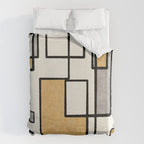 Piet Composition - Mid-Century Modern Minimalist Geometric Abstract in Muted Mustard Gold Gray Cream Duvet Cover Gallery Image 6