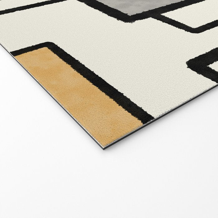 Piet Composition - Mid-Century Modern Minimalist Geometric Abstract in Muted Mustard Gold Gray Cream Welcome Mat Gallery Image 2