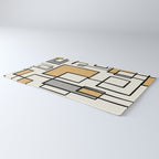 Piet Composition - Mid-Century Modern Minimalist Geometric Abstract in Muted Mustard Gold Gray Cream Rug Gallery Image 3