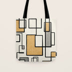 Piet Composition - Mid-Century Modern Minimalist Geometric Abstract in Muted Mustard Gold Gray Cream Tote Bag Gallery Image 1