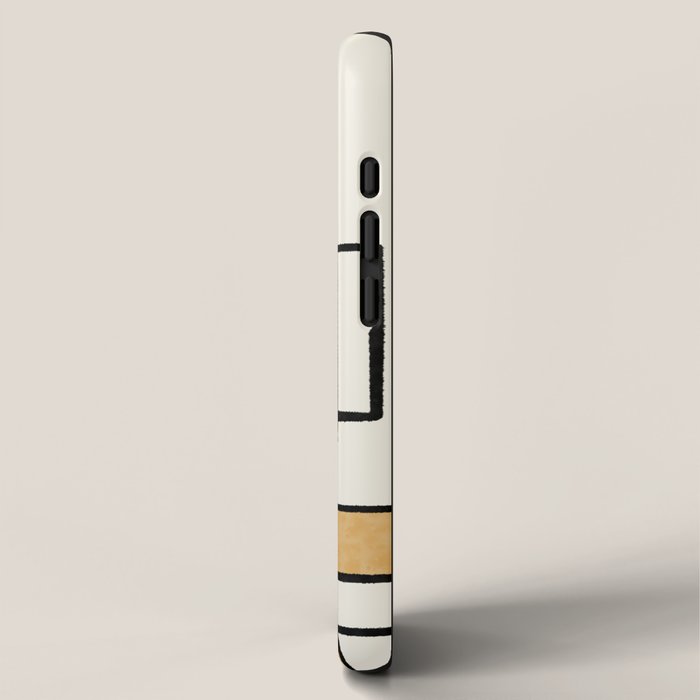 Piet Composition - Mid-Century Modern Minimalist Geometric Abstract in Muted Mustard Gold Gray Cream iPhone Case Gallery Image 2