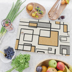 Piet Composition - Mid-Century Modern Minimalist Geometric Abstract in Muted Mustard Gold Gray Cream Cutting Board Gallery Image 2