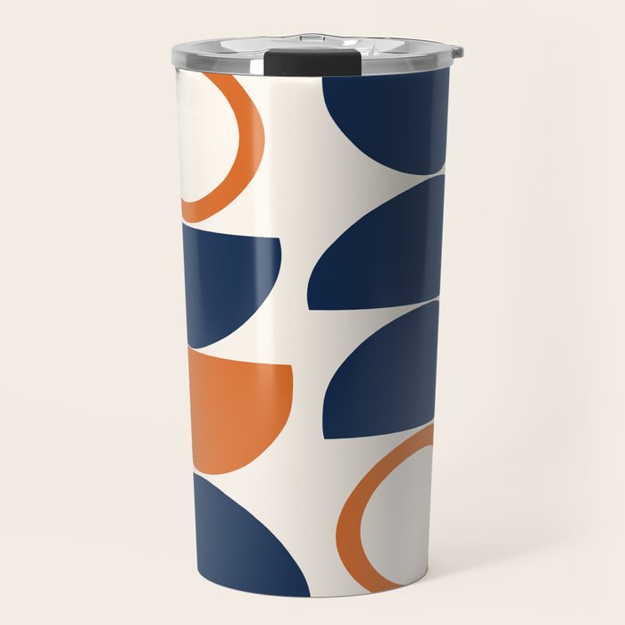 Abstract Shapes 19 in Orange and Navy Blue Travel Mug Gallery Image 1