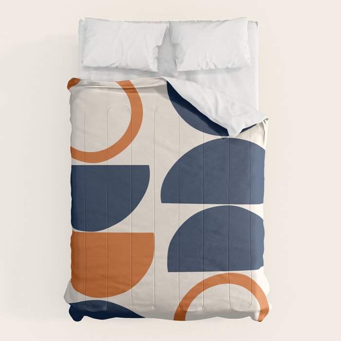Abstract Shapes 19 in Orange and Navy Blue Comforter Gallery Image 6