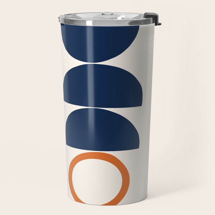 Abstract Shapes 19 in Orange and Navy Blue Travel Mug Gallery Image 2