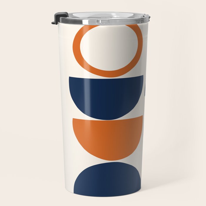 Abstract Shapes 19 in Orange and Navy Blue Travel Mug Gallery Image 3