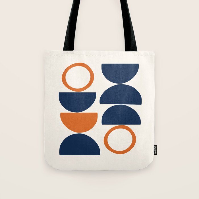 Abstract Shapes 19 in Orange and Navy Blue Tote Bag Gallery Image 1
