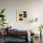 Abstract Shapes 19 in Orange and Navy Blue Wood Wall Art Gallery Image 2