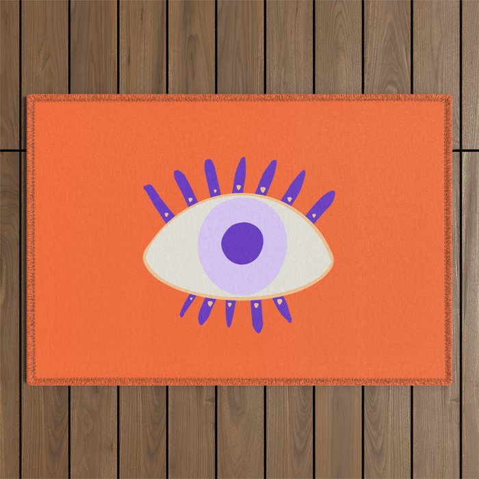 Very peri evil eyes  Outdoor Rug Gallery Image 1
