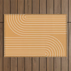 Minimal Line Curvature XII Orange Mid Century Modern Arch Abstract Outdoor Rug Gallery Image 1