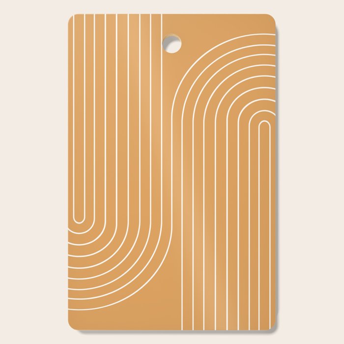 Minimal Line Curvature XII Orange Mid Century Modern Arch Abstract Cutting Board Gallery Image 1