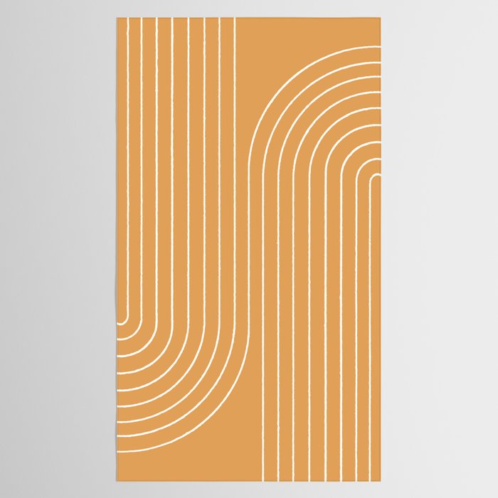 Minimal Line Curvature XII Orange Mid Century Modern Arch Abstract Tablecloth Gallery Image 2