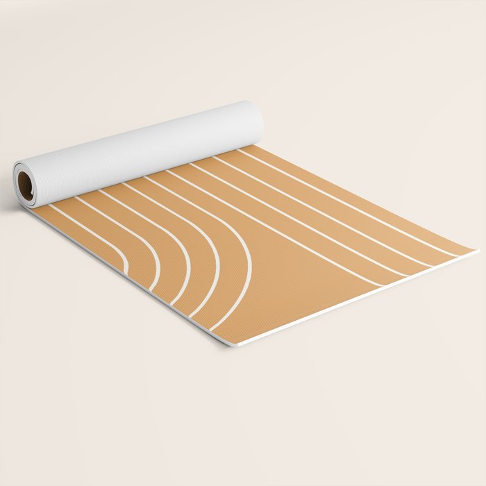 Minimal Line Curvature XII Orange Mid Century Modern Arch Abstract Yoga Mat Gallery Image 2