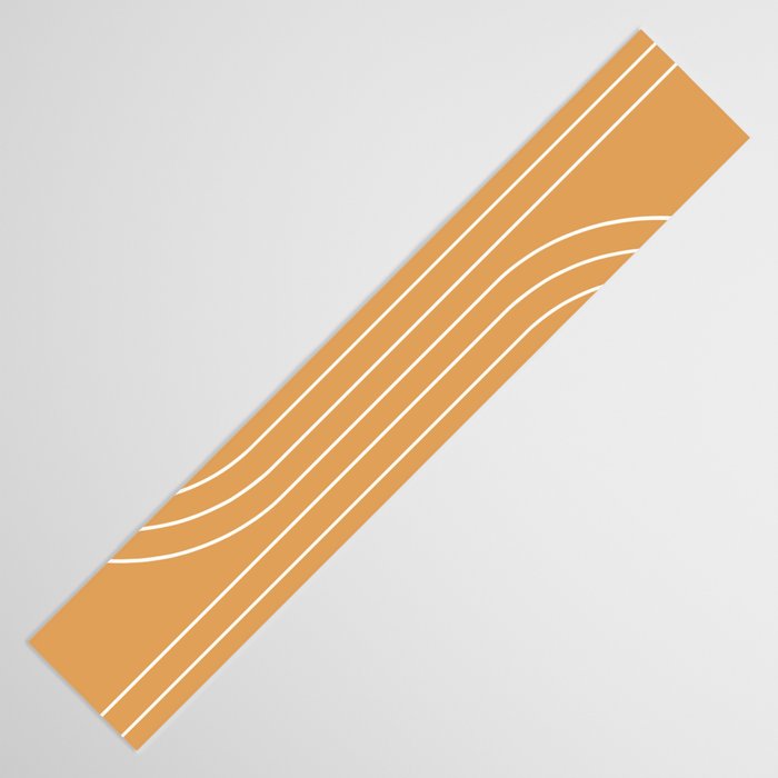 Minimal Line Curvature XII Orange Mid Century Modern Arch Abstract Table Runner Gallery Image 3